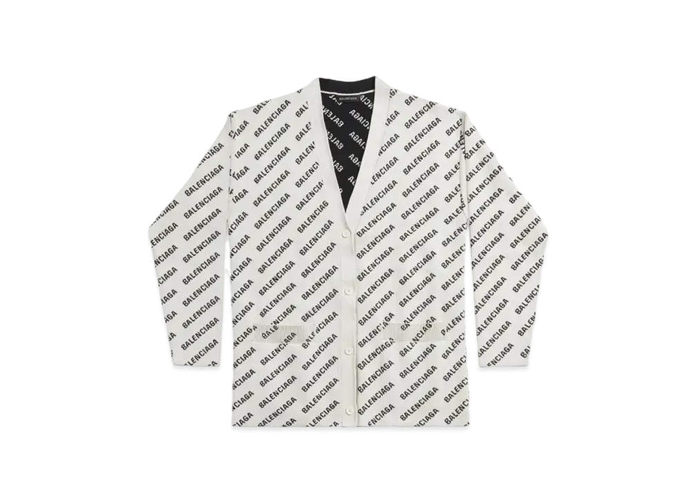 BALENCIAGA Mini Allover Logo Cardigan "Off White"