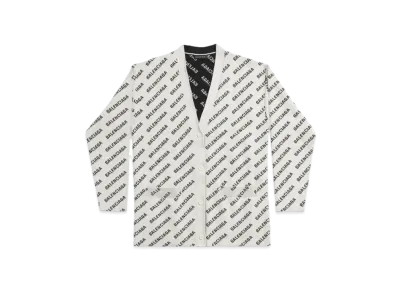 BALENCIAGA Mini Allover Logo Cardigan "Off White"