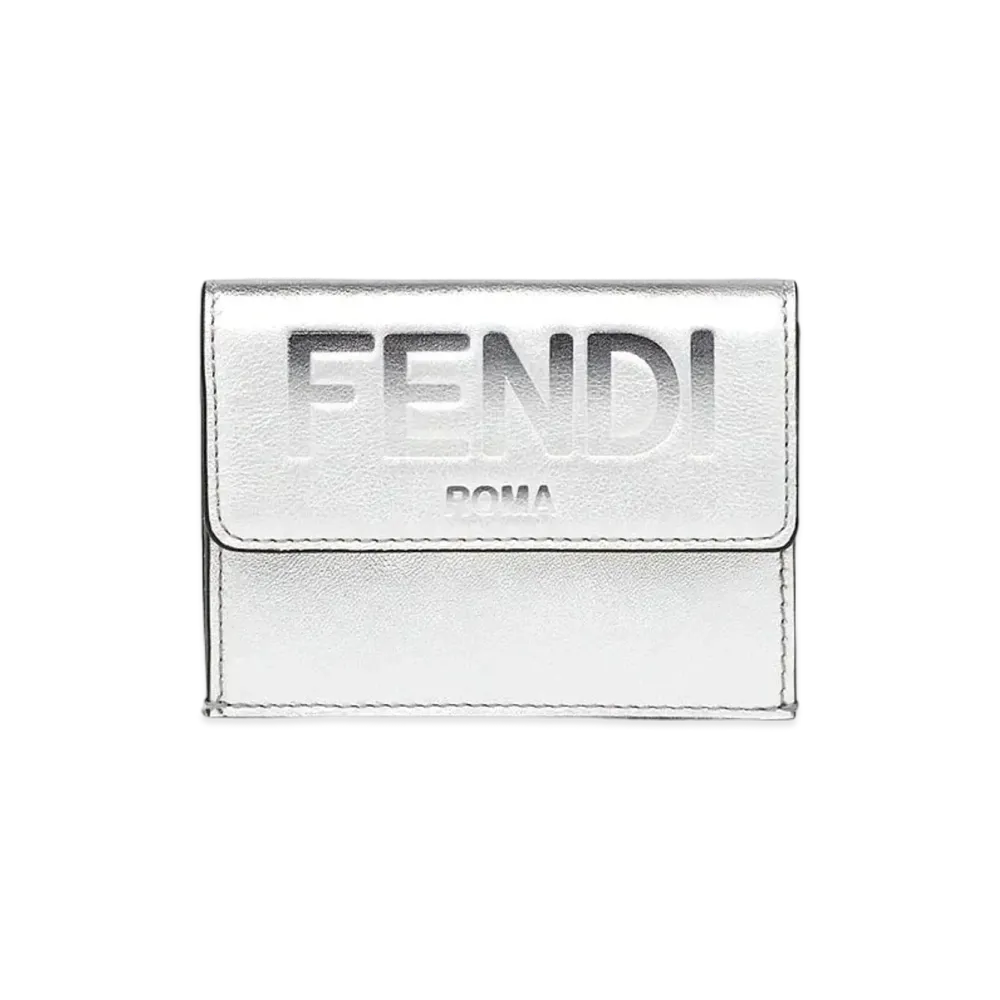 FENDI Micro Tri-Fold Wallet Leather "Silver"