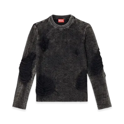 Diesel K-Fjordi-Round Destroyed jumper with floating yarns "Black"