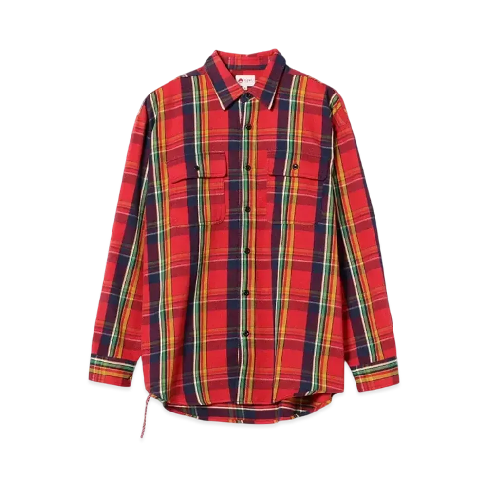 BEAMS Loose-Fit Checked Shirt "Red"