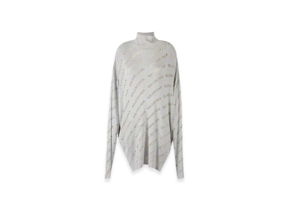 BALENCIAGA Women's Multi Logo Turtleneck "Light Grey"