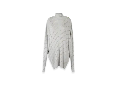BALENCIAGA Women's Multi Logo Turtleneck "Light Grey"