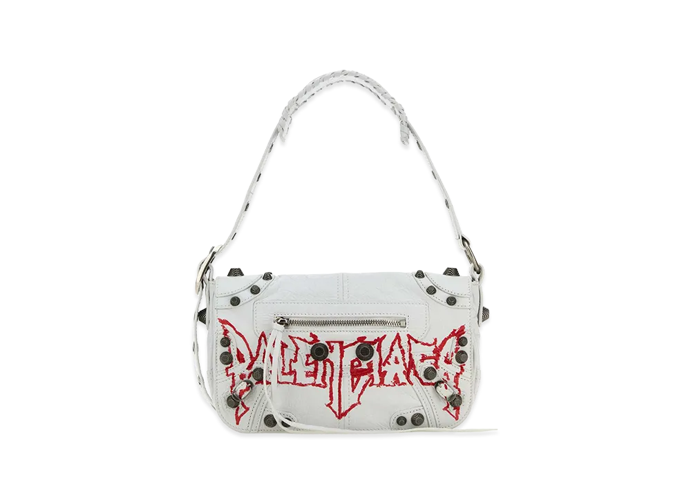 BALENCIAGA Leather Le Cagole XS DIY Metal Crossbody Bag "White"