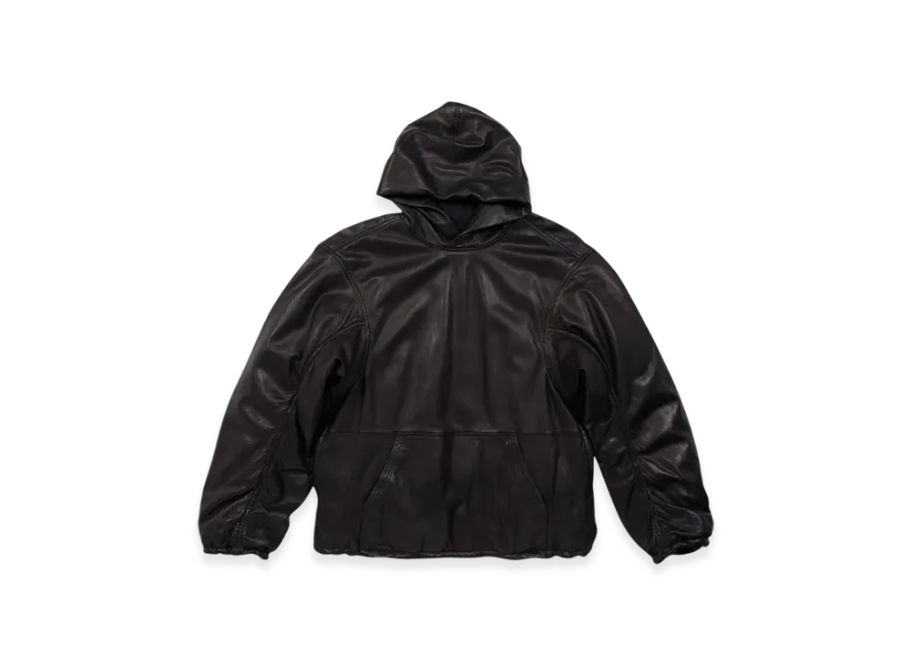 BALENCIAGA Oversized Hoodie in Smooth Soft Sheepskin "Black"