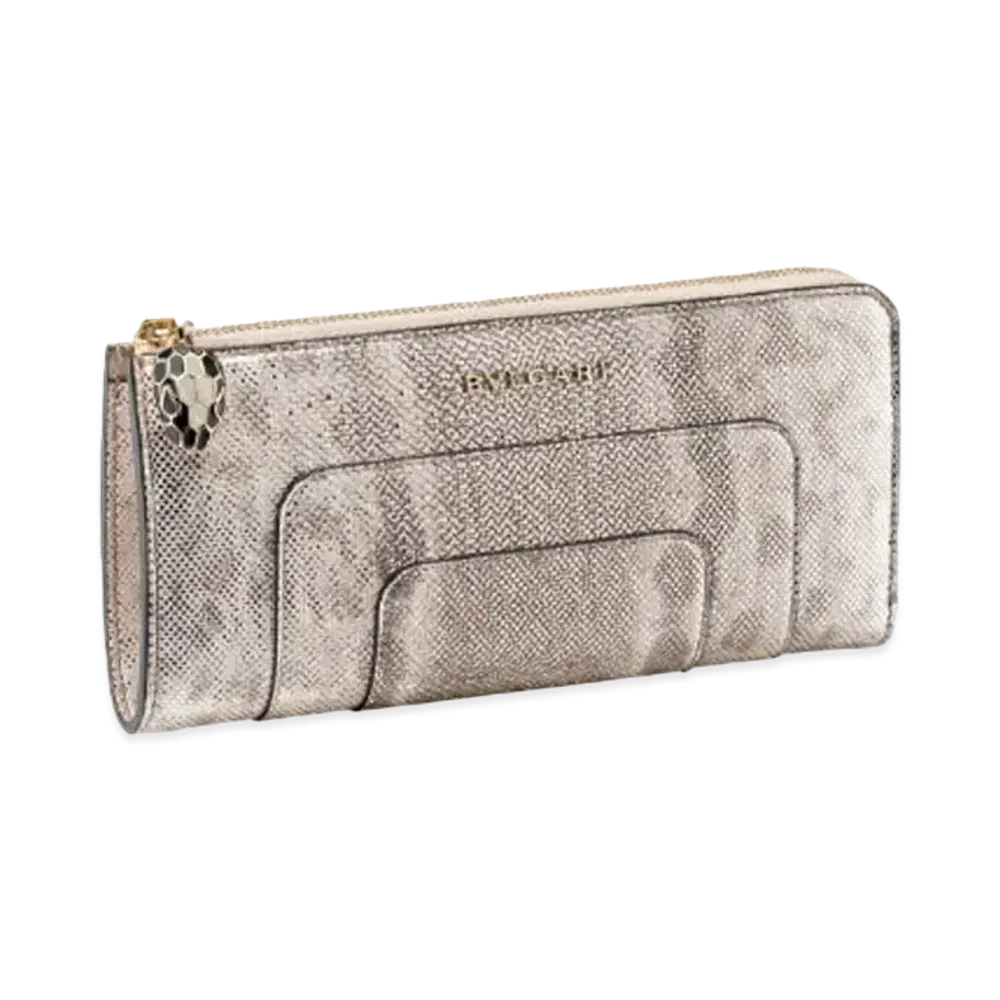 BVLGARI Serpenti Forever Zip Wallet "Beige"