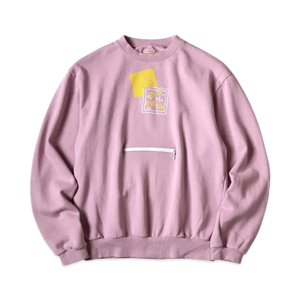 KAPITAL 30/- Fleece Cookie Pocket Crew Sweat "Pink"