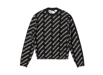 BALENCIAGA Women's Mini Allover Logo Sweater "Black"