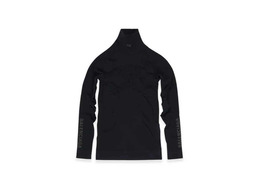 BALENCIAGA Sporty B Highneck Athletic Long Sleeve Top "Black"