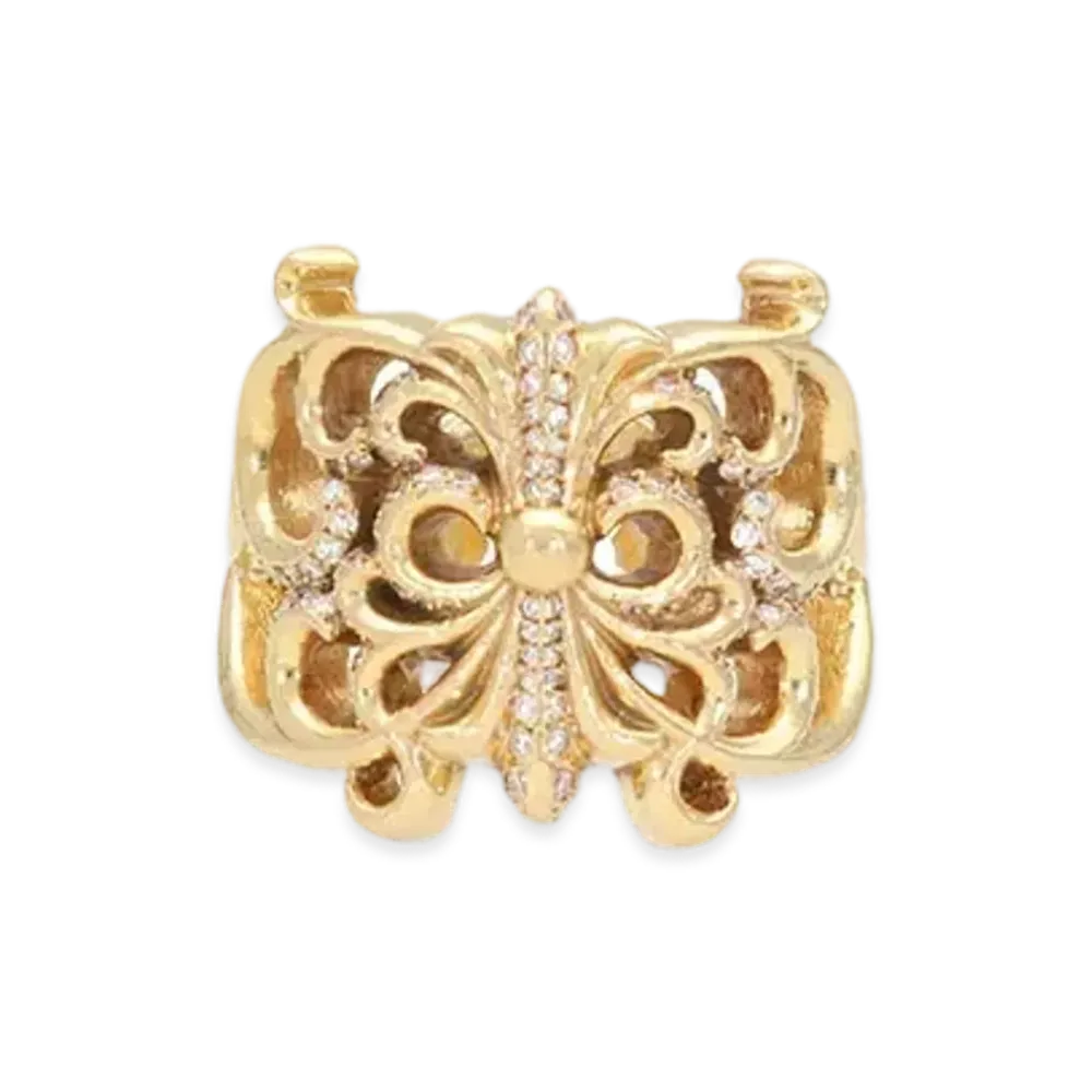 Chrome Hearts 22K RNG Butterfly Wrap Pave Diamond Ring "Yellow Gold"