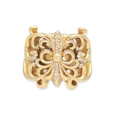 Chrome Hearts 22K RNG Butterfly Wrap Pave Diamond Ring "Yellow Gold"