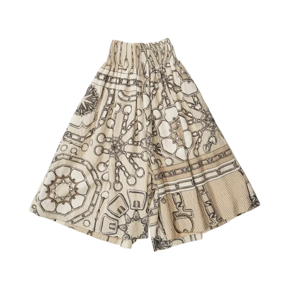 Hermes Shorts with Smocking Detail "Kaleidoscope Effect" "BEIGE"
