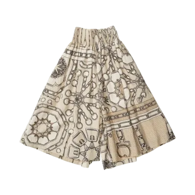 Hermes Shorts with Smocking Detail "Kaleidoscope Effect" "BEIGE"