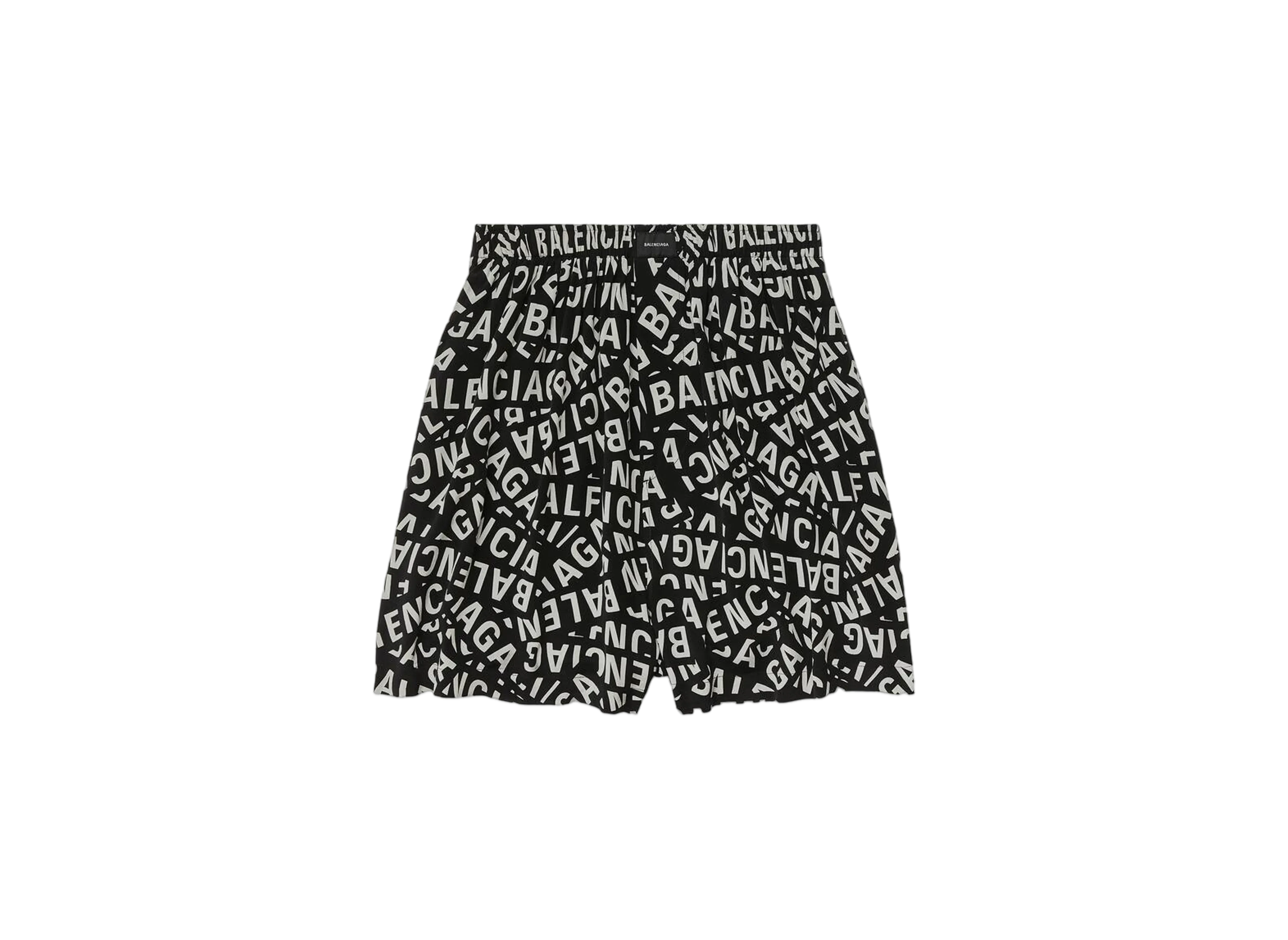 BALENCIAGA Men's Logo Strips Pyjama Shorts in Viscose Poplin "Black"