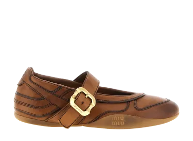 MIU MIU Women's Gymnasium Ballet Flats "Brown"