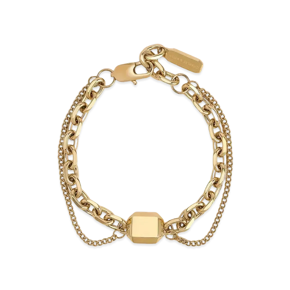 CHARLES & KEITH Kizia Double Chain Link Bracelet "Gold"