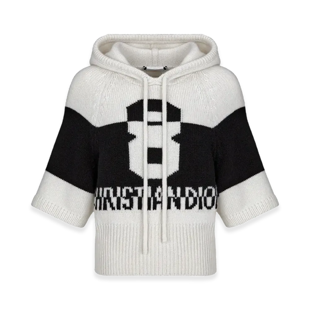 Dior Women's 3/4 Sleeve Hooded Sweater "Black/White"