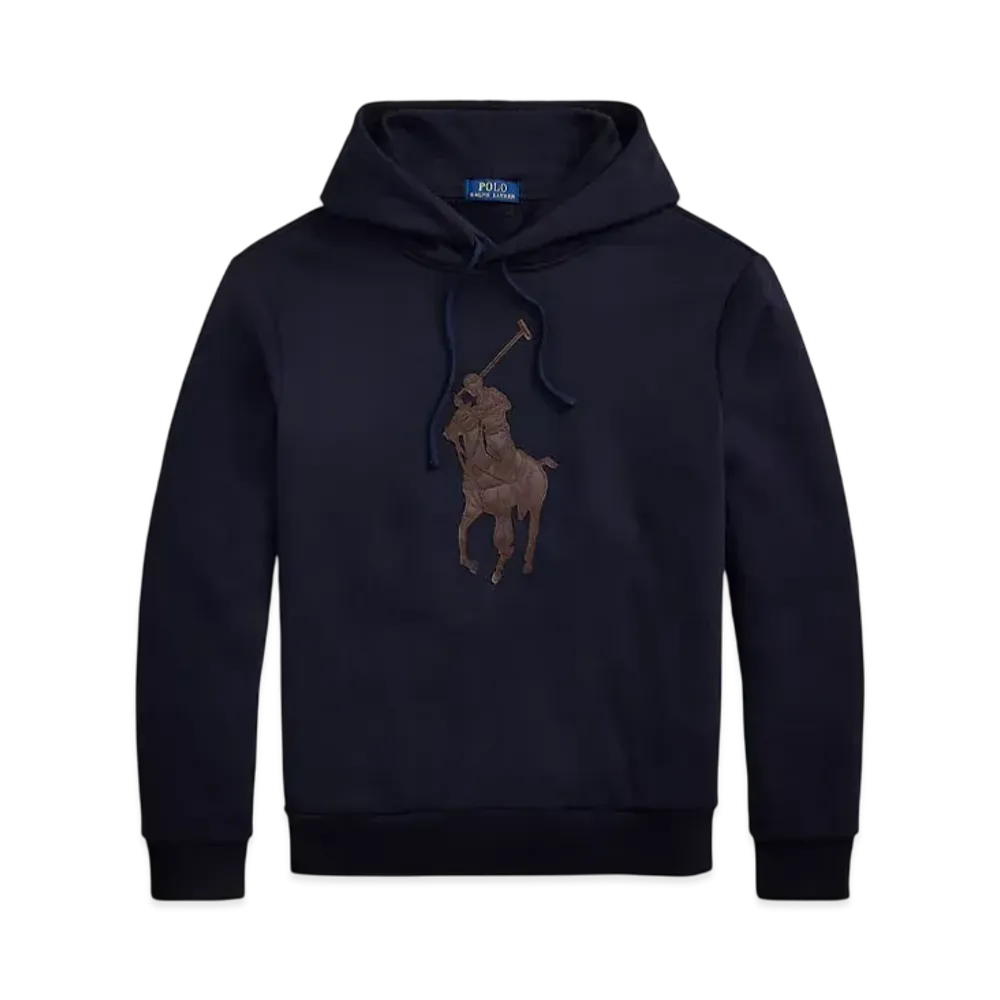Polo Ralph Lauren Leather Big Pony Fleece Hoodie "Navy"