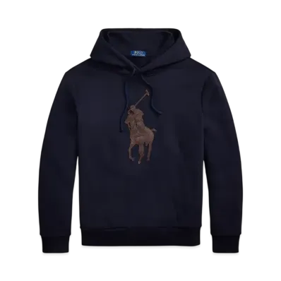 Polo Ralph Lauren Leather Big Pony Fleece Hoodie "Navy"