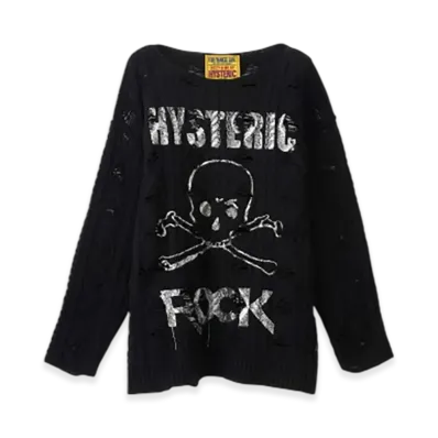 HYSTERIC GLAMOUR Siena Barnes / Hys Rock Crushed Sweater "Black"