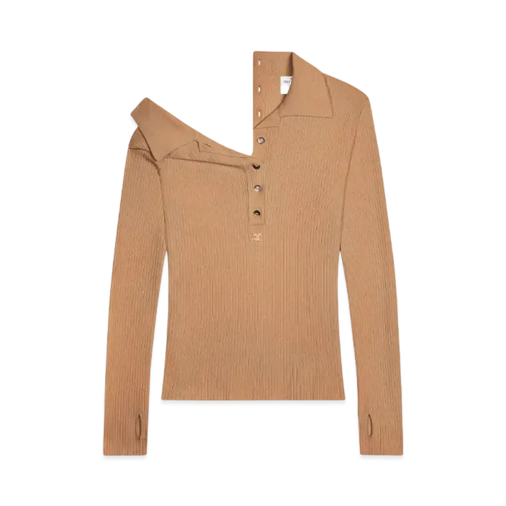 Courreges Multi-Buttons Light Wool Polo "Toffee"