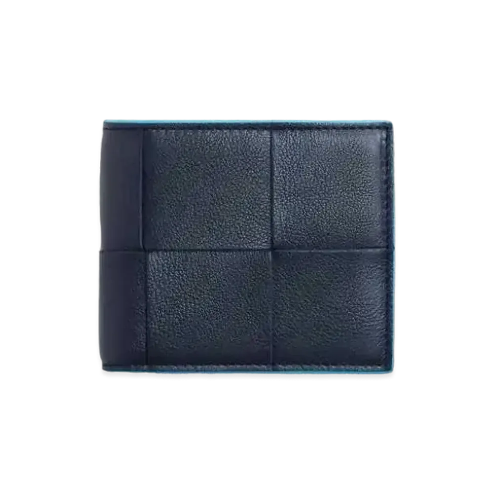 Bottega Veneta Casette Maxi Intrecciato Calfskin Bi-fold Wallet With Coin Purse "Space/Pool"