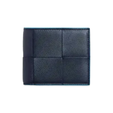 Bottega Veneta Casette Maxi Intrecciato Calfskin Bi-fold Wallet With Coin Purse "Space/Pool"