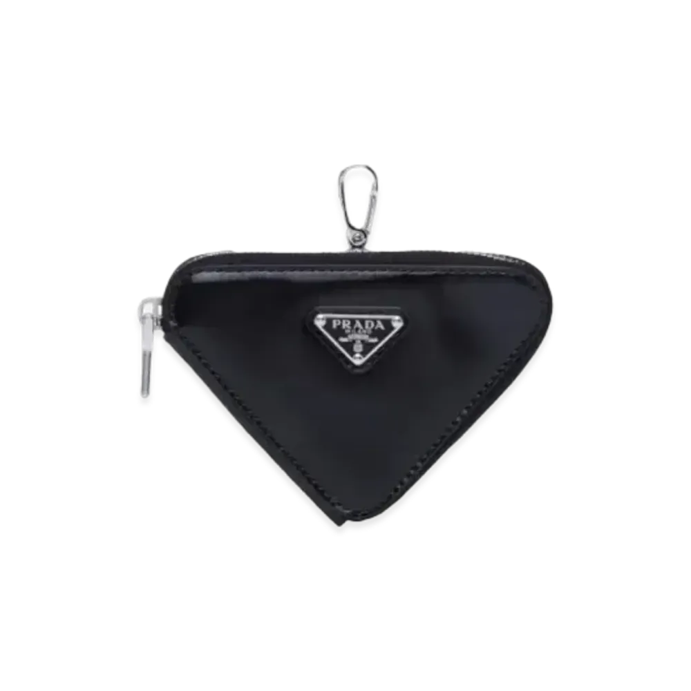PRADA Brushed Leather Triangle Mini Pouch "Black"