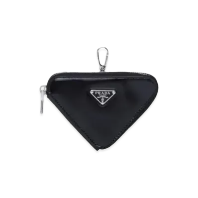 PRADA Brushed Leather Triangle Mini Pouch "Black"