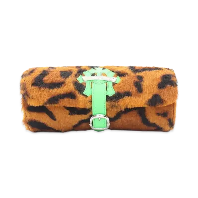 Chrome Hearts Jewelry Roll 3 Cemetery Cross Patch Leopard Jewelry Case "Light Brown/Light Green"