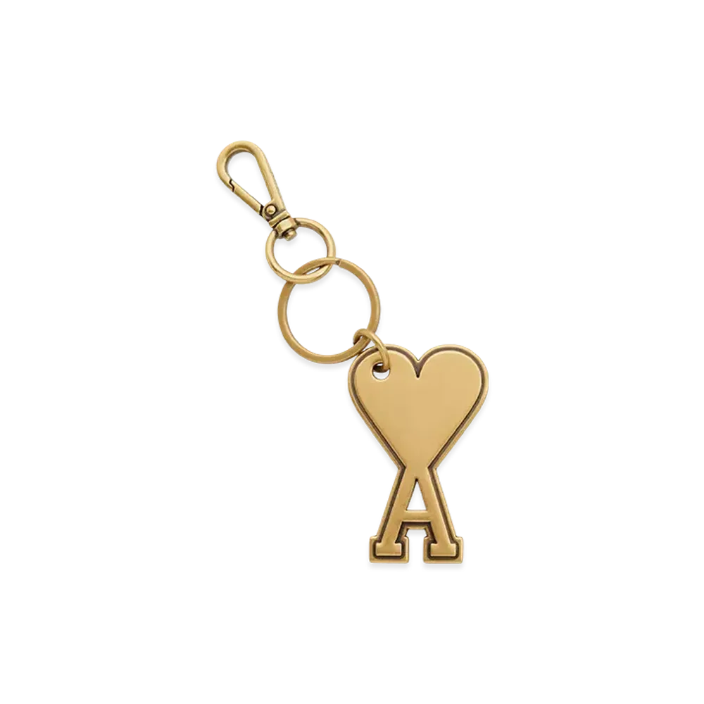 AMI PARIS Ami De Coeur Metal Key Ring "Vibrated Brass"