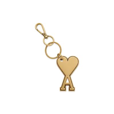 AMI PARIS Ami De Coeur Metal Key Ring "Vibrated Brass"