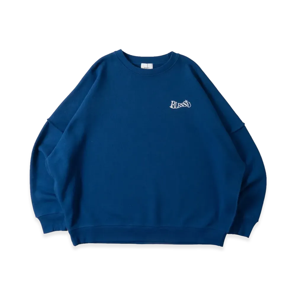 BLESS U Wave Logo Sweatshirt "Blue"
