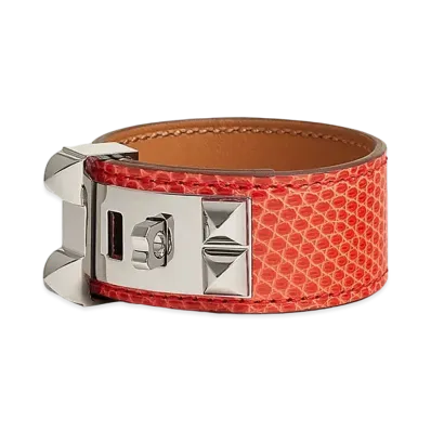 Hermes Collier de Chien 24 Bracelet "Orange Poppy/Palladium"