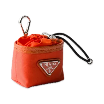 PRADA Re-Nylon Mini Pouch Bag Charm "Orange"