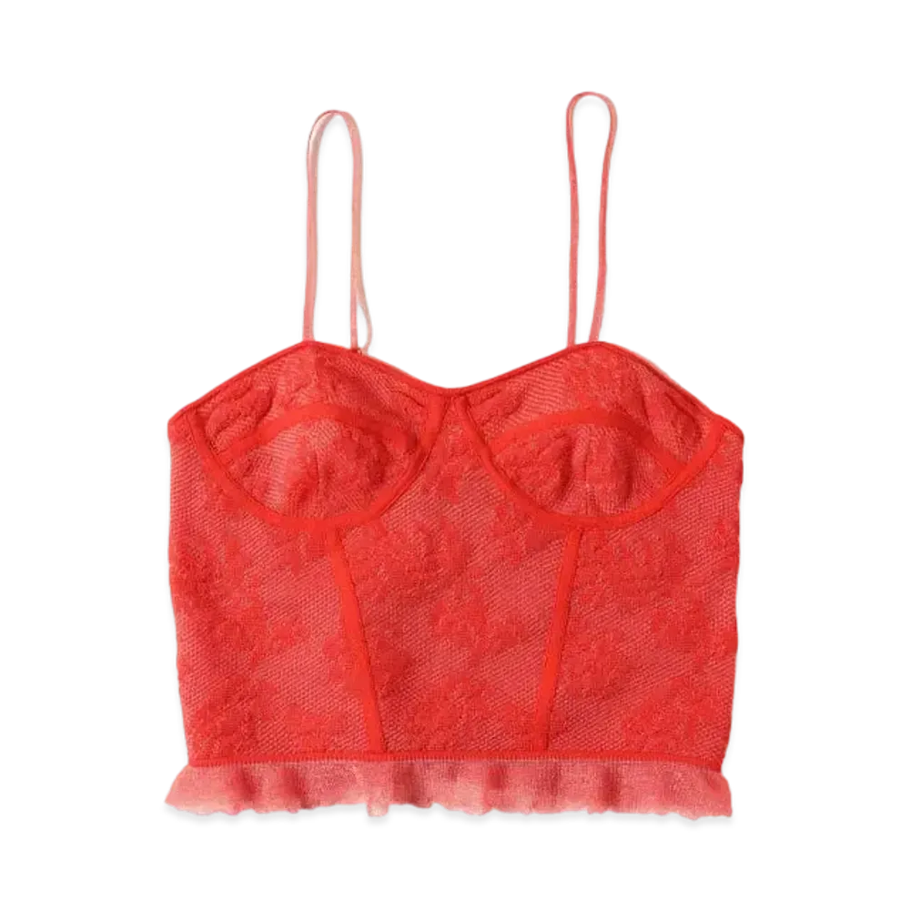 BEAMS COUTURE LINGERIE Lace Knit Corset "Red"