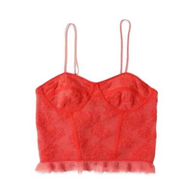 BEAMS COUTURE LINGERIE Lace Knit Corset "Red"