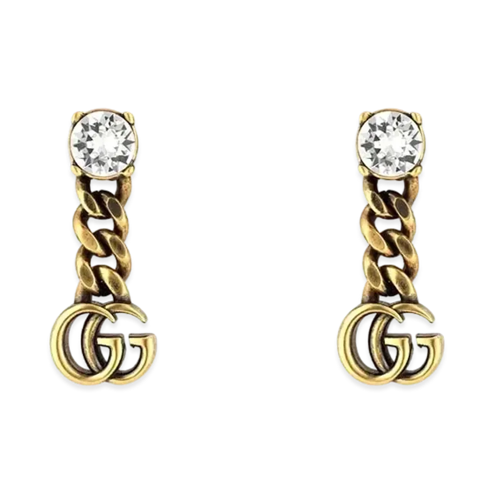 GUCCI Crystal Double G Earrings