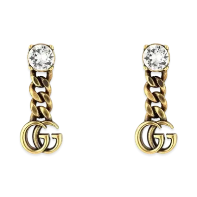 GUCCI Crystal Double G Earrings