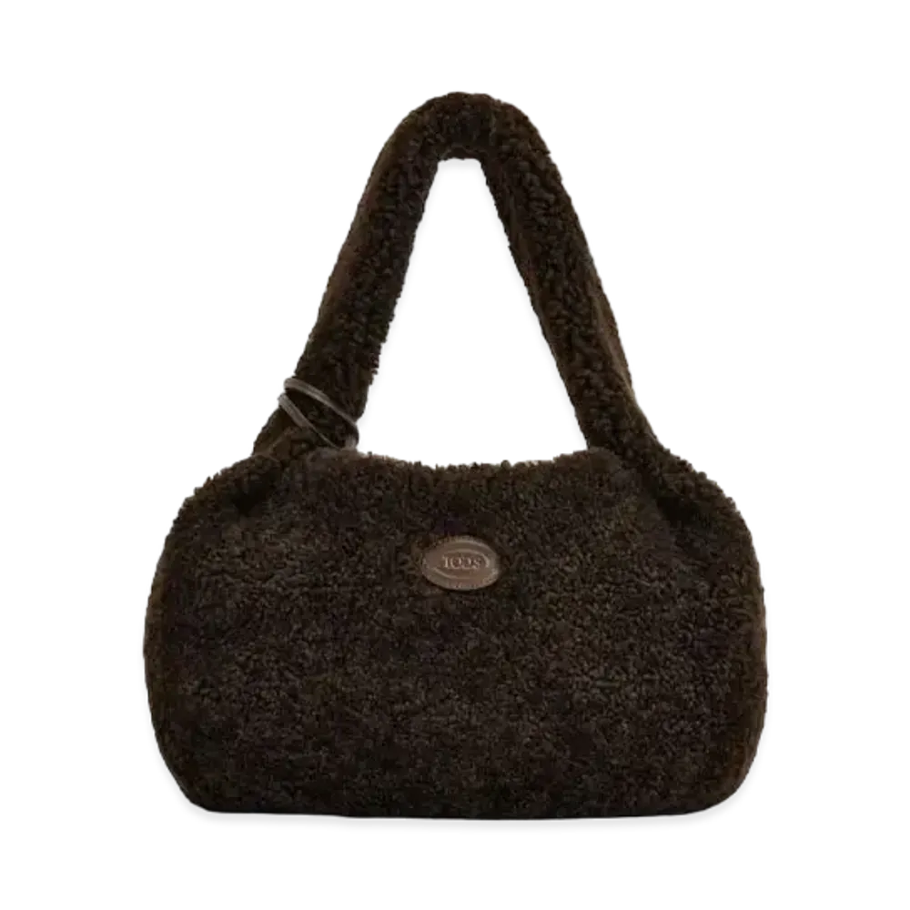 TOD'S Shirt Hobo Bag In Sheepskin Small "Brown"