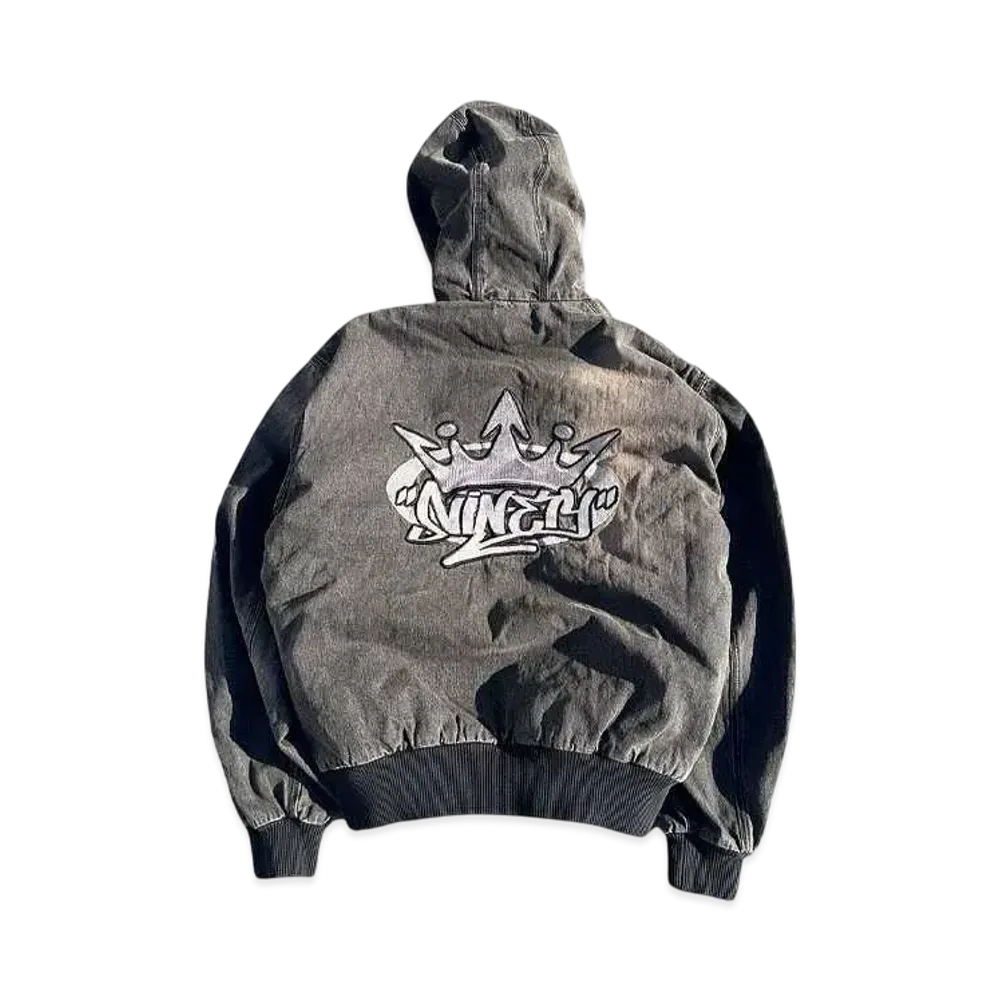 A (未使用に近い)】9090 girl×HELLO KITTY 90 Logo Fur Zip Hoodie