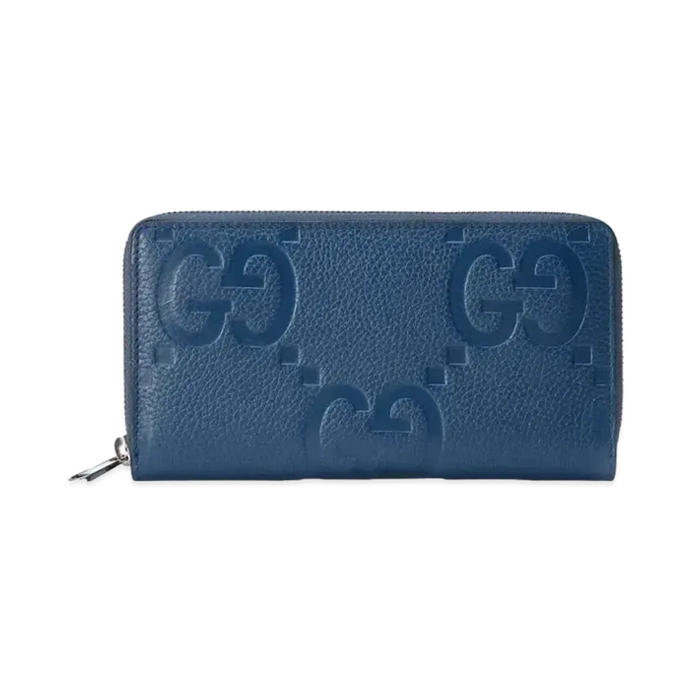 GUCCI Jumbo GG Zip Around Wallet "Blue"
