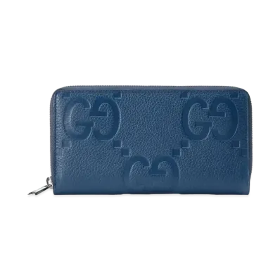 GUCCI Jumbo GG Zip Around Wallet "Blue"