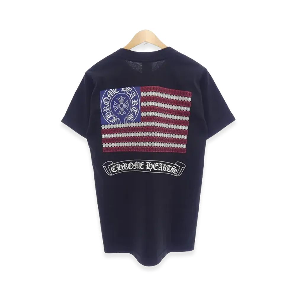 Chrome Hearts American Flag Scroll Label Back Print S/S T-Shirt "Black"