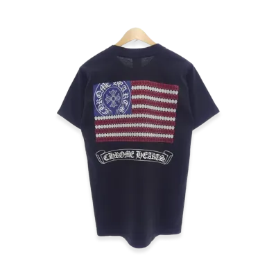 Chrome Hearts American Flag Scroll Label Back Print S/S T-Shirt "Black"