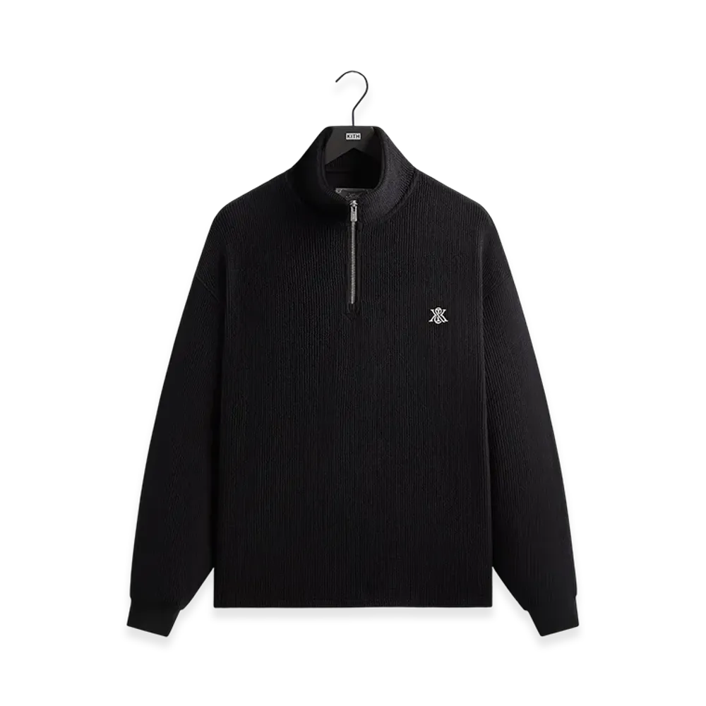 Kith Heavy Crepe Rib Knit Quarter Zip Nelson "Black"