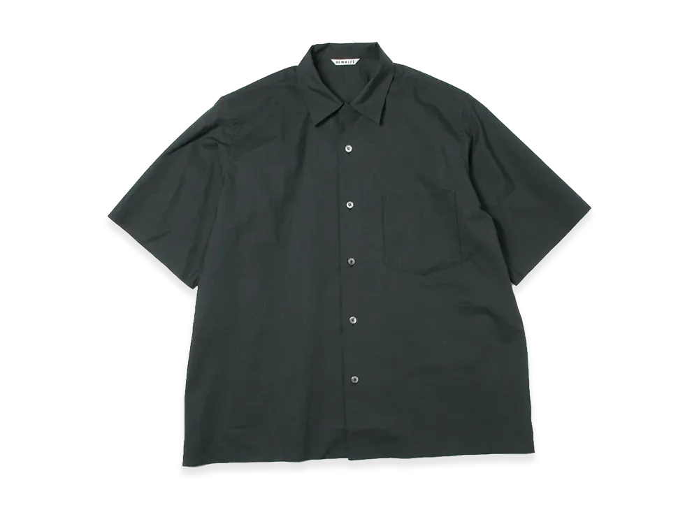 AURALEE Selvedge Weather Cloth Half Sleeved Shirts "Ink Black"