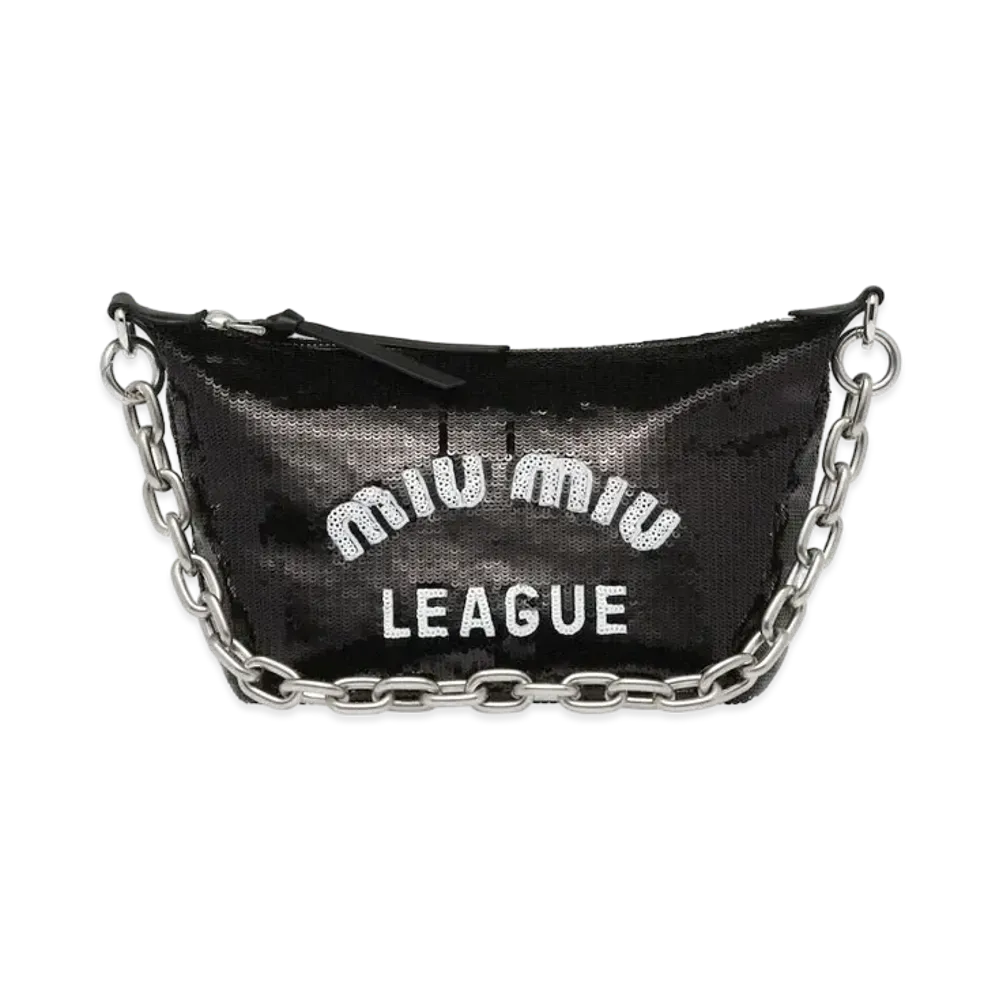 MIU MIU Miu Spirit Satin Bag With Appliques "Black"