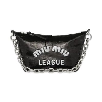 MIU MIU Miu Spirit Satin Bag With Appliques "Black"