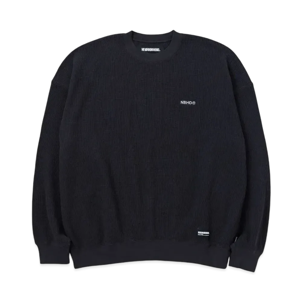 NEIGHBORHOOD Waffle Fabric Crewneck LS "Charcoal"